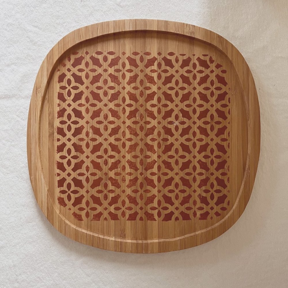 Bamboo Tray with stencil pattern